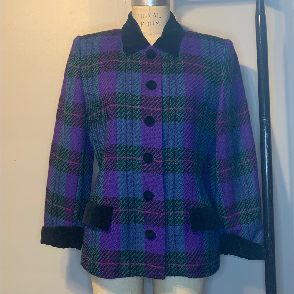 Doncaster Purple and Green Checkered Blazer